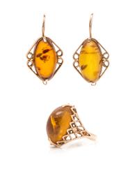 A Collection of Rose Gold and Amber Jewelry, 8.50 dwts.