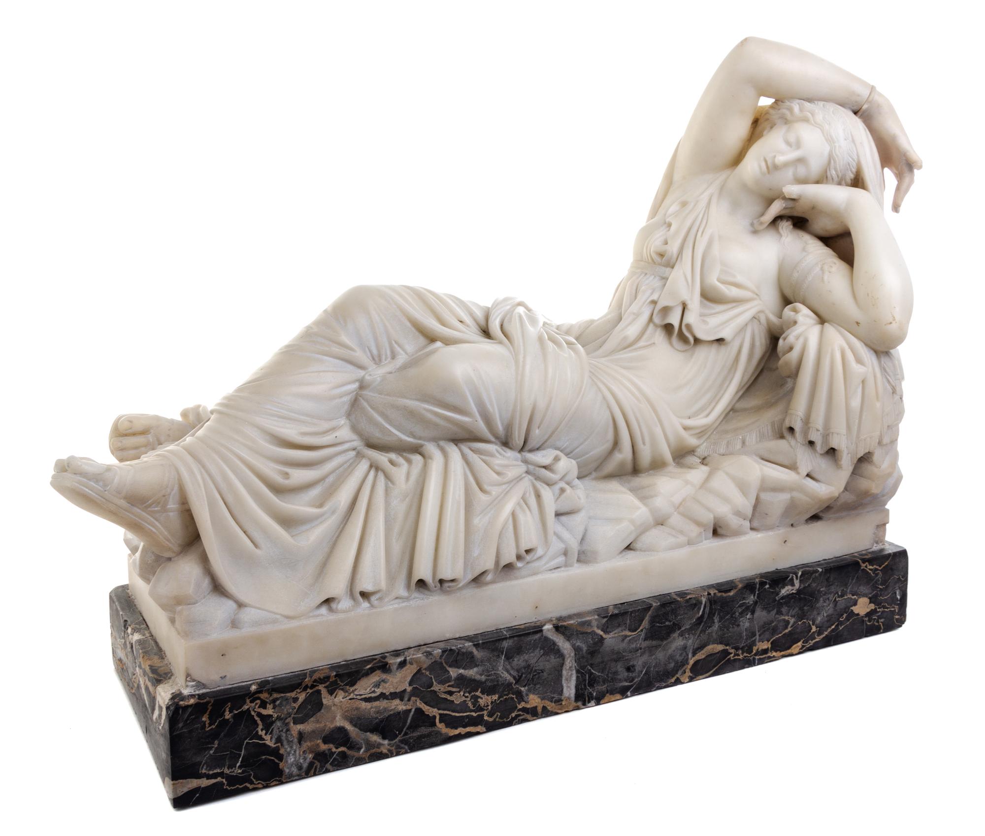 An Italian Carved Marble Figure Height overall 20 x width 27 x depth 10 3/4 inches. — 19TH CENTURY