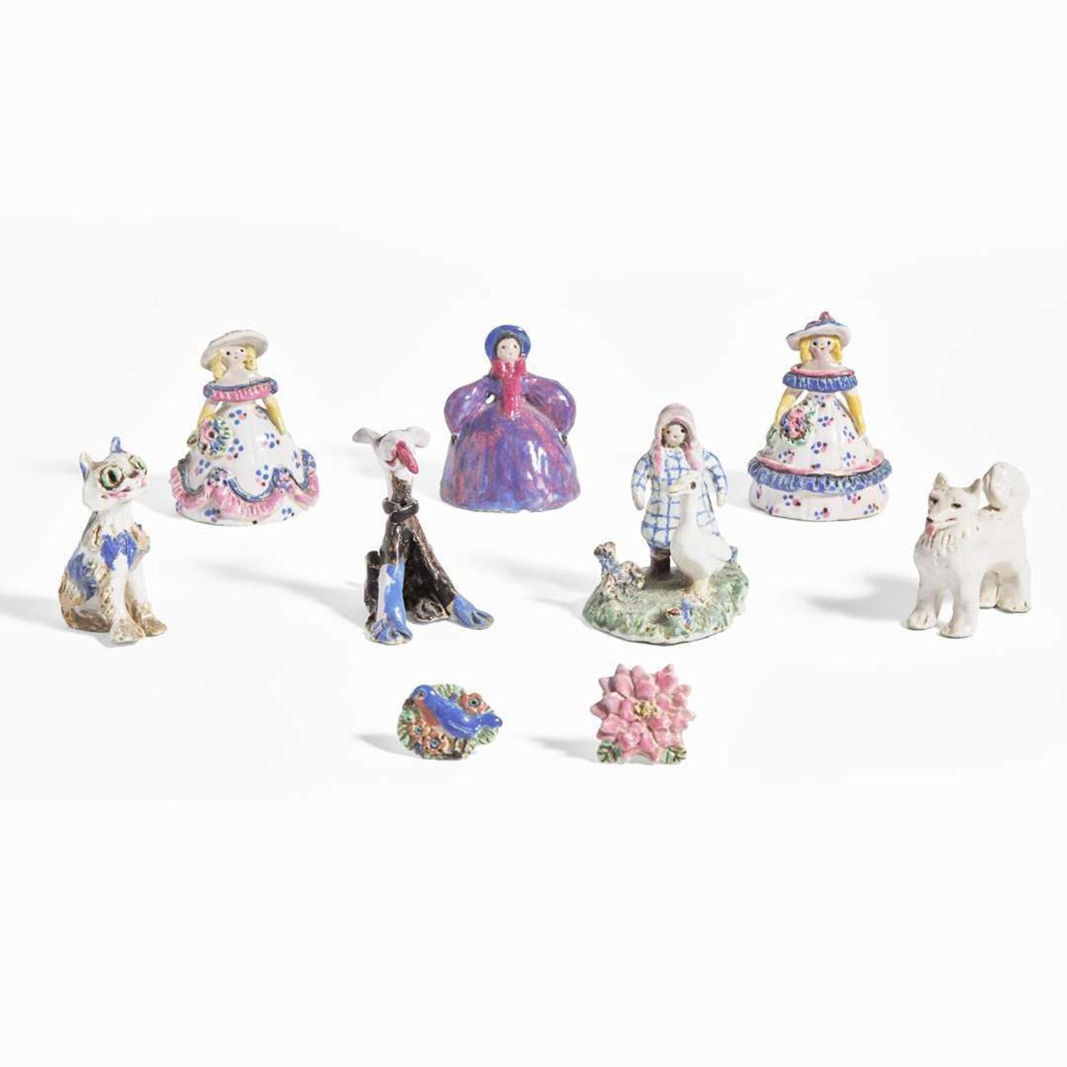 Mary Frances Overbeck (American, 1878 - 1955) Group of Seven Figurines, Overbeck Pottery, USA, early 20th century