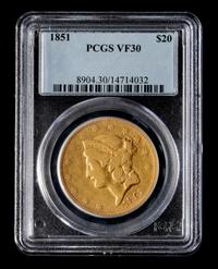 A United States 1851 Liberty Head $20 Gold Coin