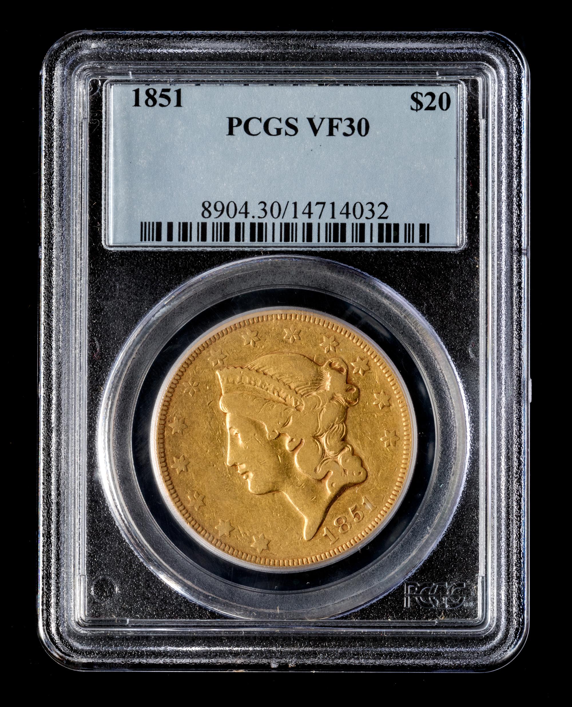 A United States 1851 Liberty Head $20 Gold Coin