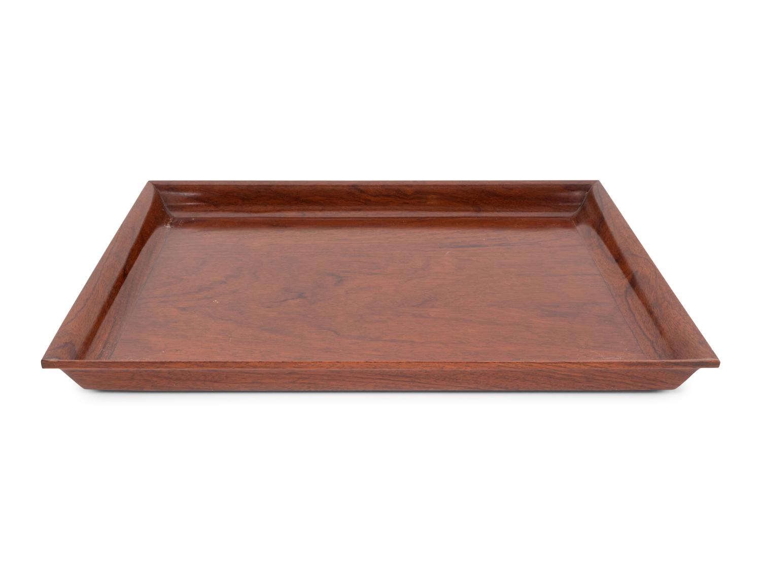 An Hermès Rosewood Tray with Two Smaller Associated Trays