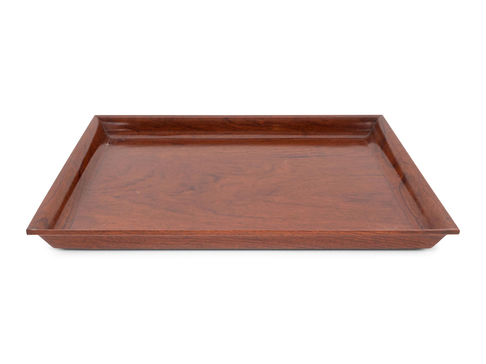 An Hermès Rosewood Tray with Two Smaller Associated Trays