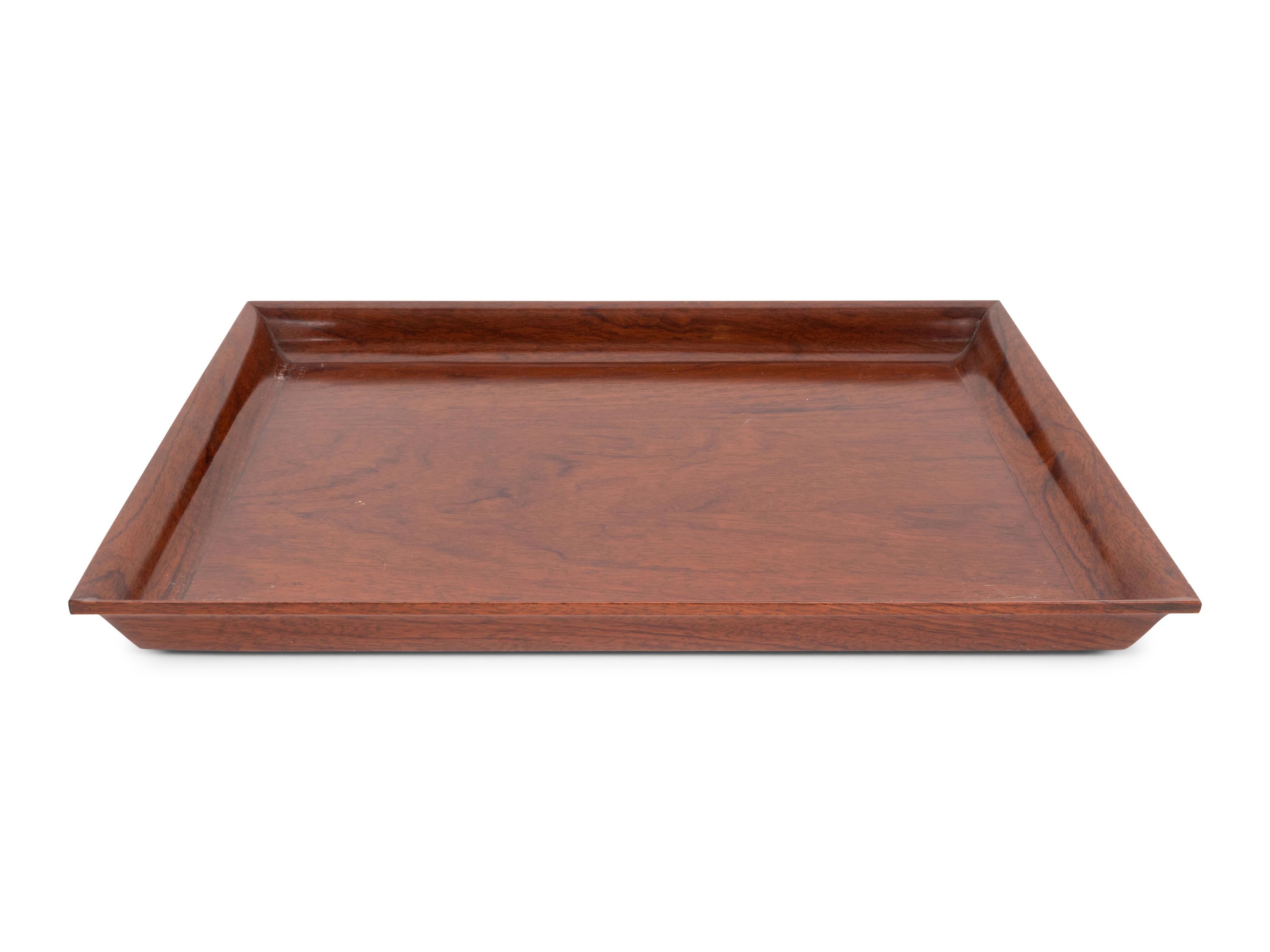 An Hermès Rosewood Tray with Two Smaller Associated Trays