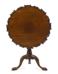 A George III Mahogany Piecrust Tilt-Top Tea Table Height 27 x diameter of top 29 inches. — LATE 18TH CENTURY