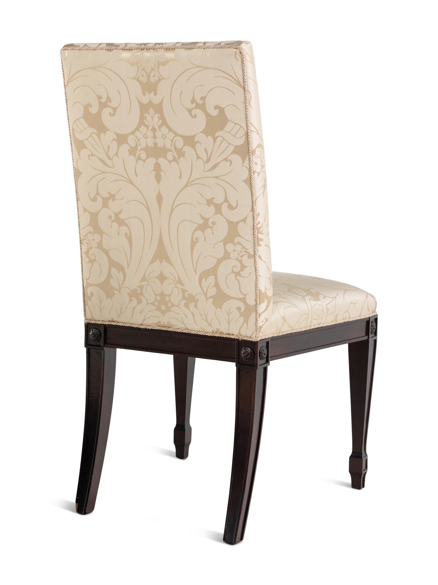 A Set of Sixteen Contemporary Damask-Upholstered Dining Chairs
