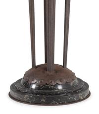 An Art Deco Style Hammered Metal and Alabaster Floor Lamp