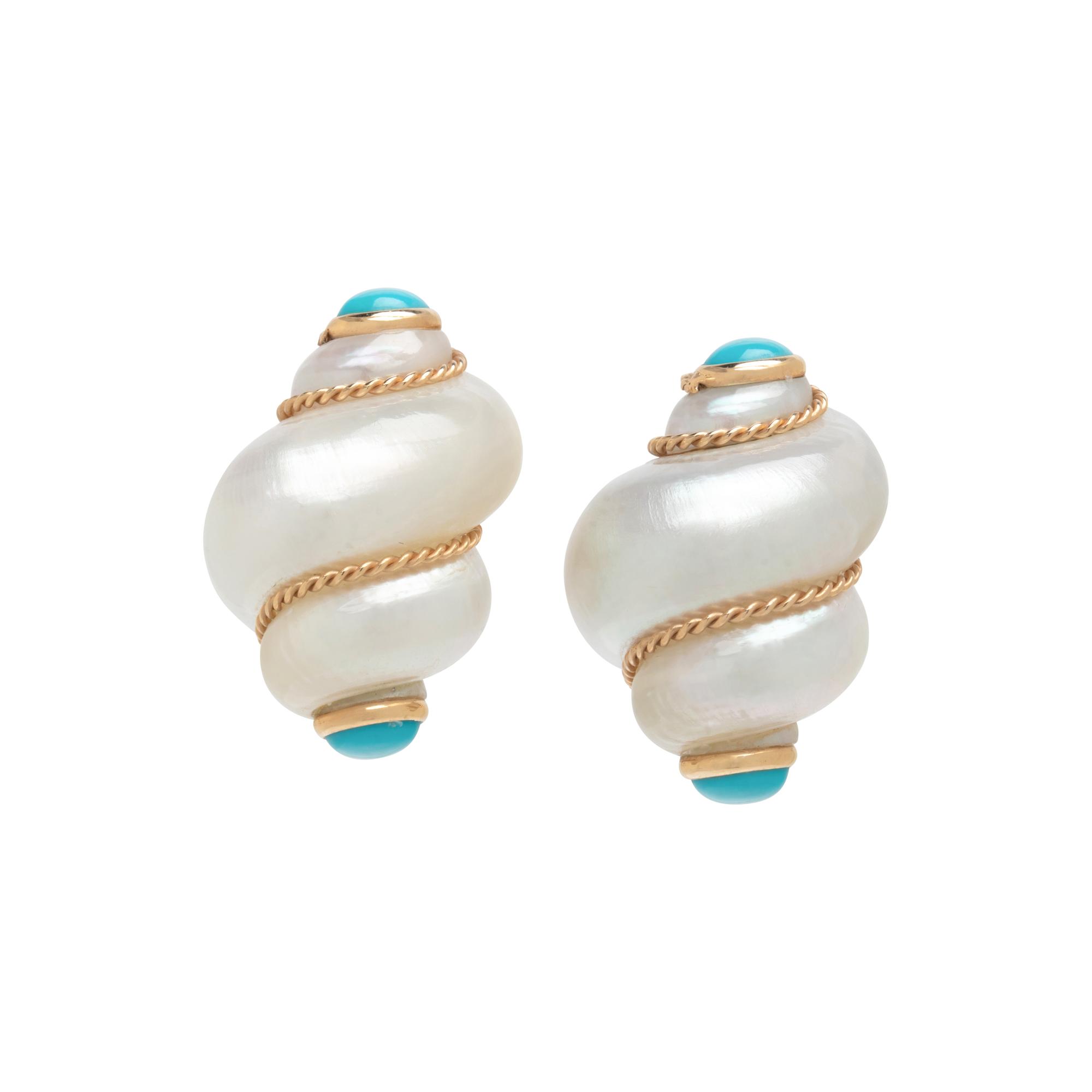 MAZ, SHELL AND TURQUOISE EARRINGS