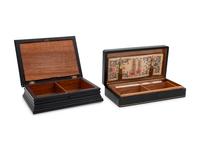 A Pair of Ebonized Pietra Dura Bridge Boxes