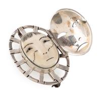 Sterling Silver Maskette Pin / Pendant