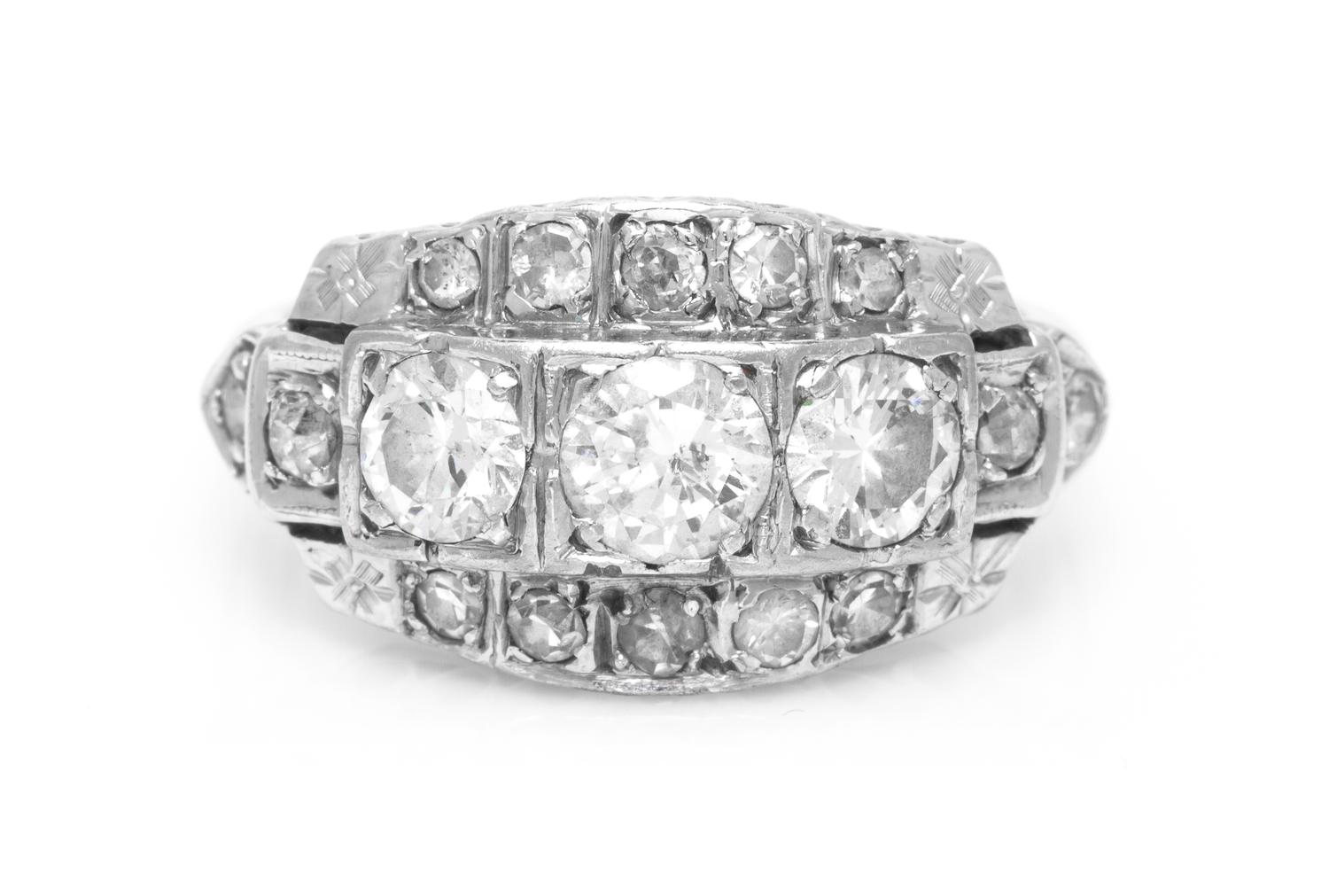 A White Gold and Diamond Ring, 2.80 dwts.