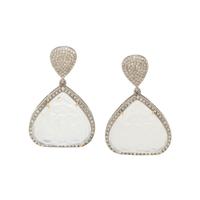 MOONSTONE AND DIAMOND EARRINGS