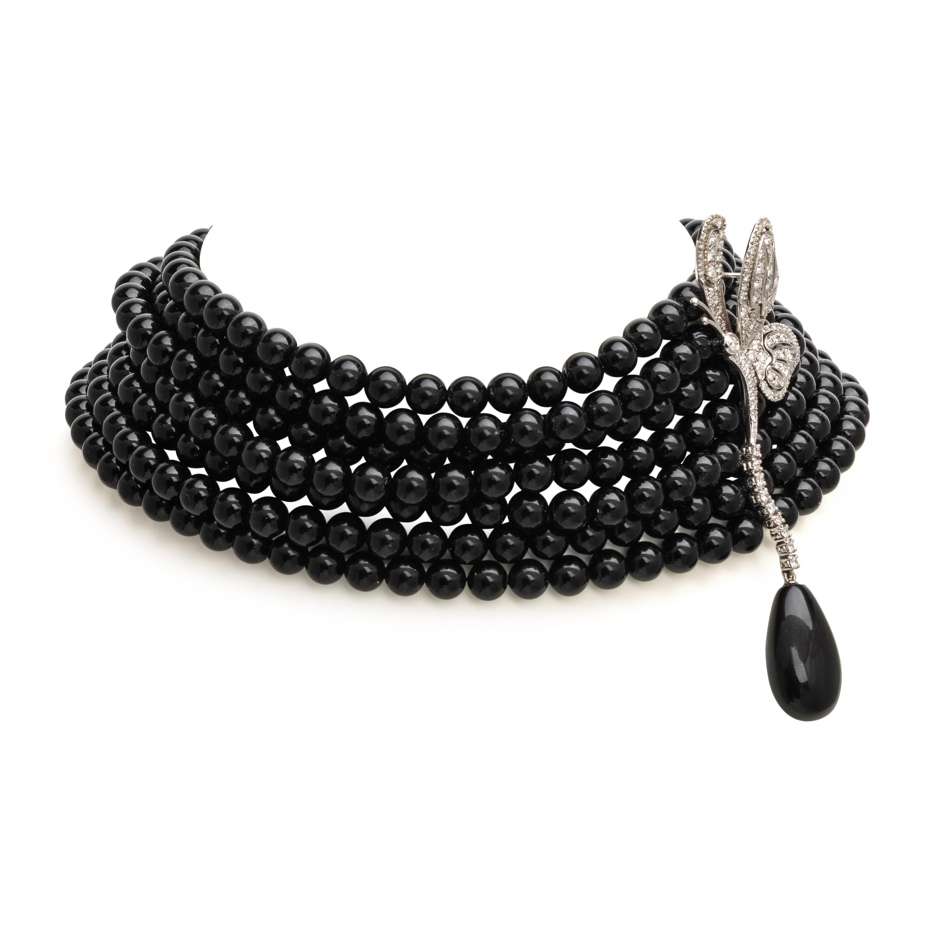Chantecler, Onyx, Diamond, and White Gold Choker Necklace