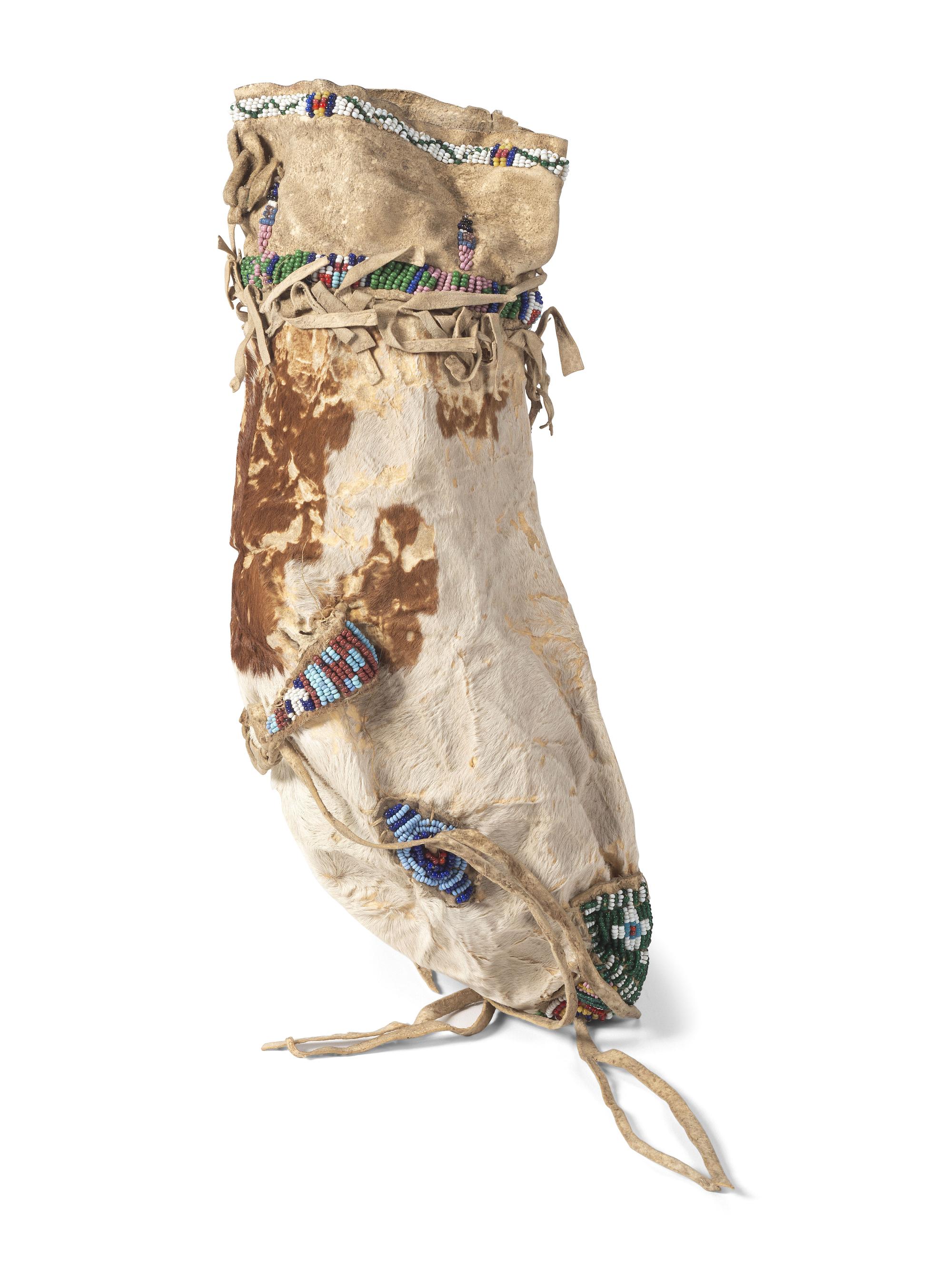 Sioux Beaded Hide Calf Head Bag