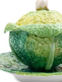 A Cabbage Form Ceramic Sauce Tureen