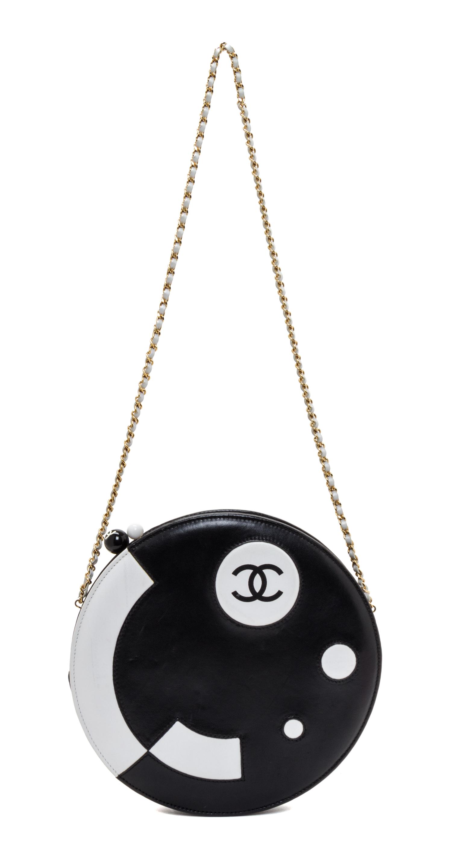 A Chanel Black and White Caviar Leather Rare Yin Yang Bag, 8.75" x 8.75" x 2".