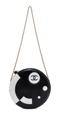 A Chanel Black and White Caviar Leather Rare Yin Yang Bag, 8.75" x 8.75" x 2".