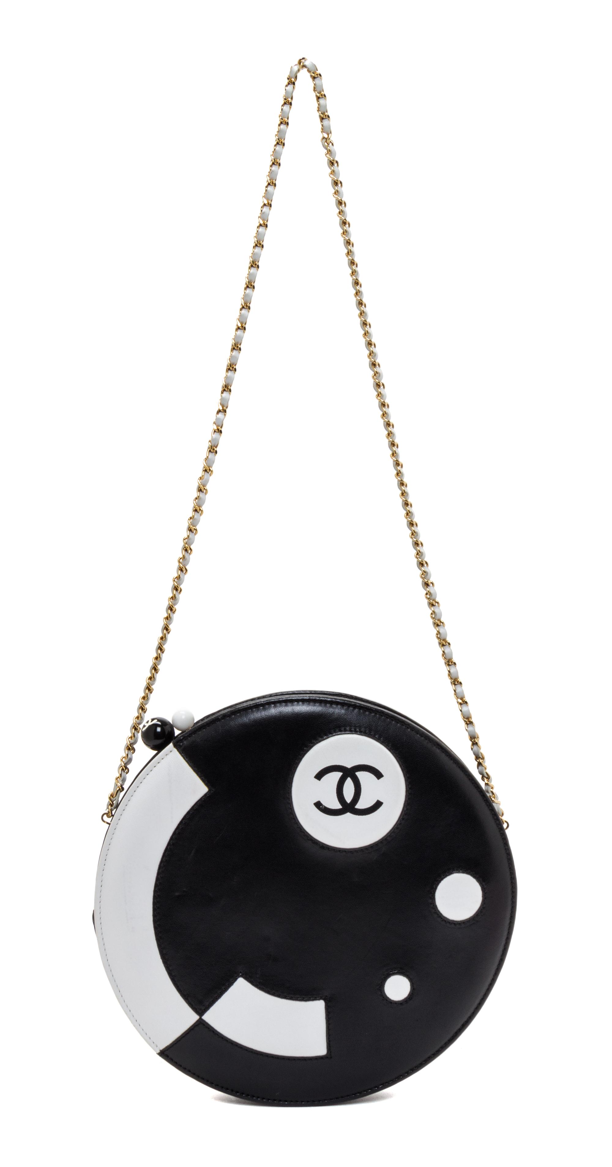 A Chanel Black and White Caviar Leather Rare Yin Yang Bag, 8.75" x 8.75" x 2".