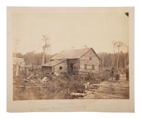 [EARLY PHOTOGRAPHY]. Image of "Swamp Lodge," Philadelphia & Erie Railway Engineers Qtrs. Ca 1880s.