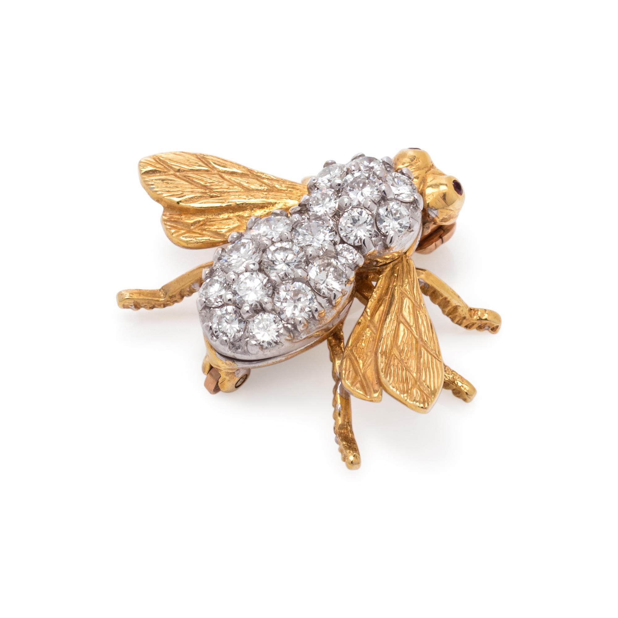 HERBERT ROSENTHAL, YELLOW GOLD AND DIAMOND BEE BROOCH
