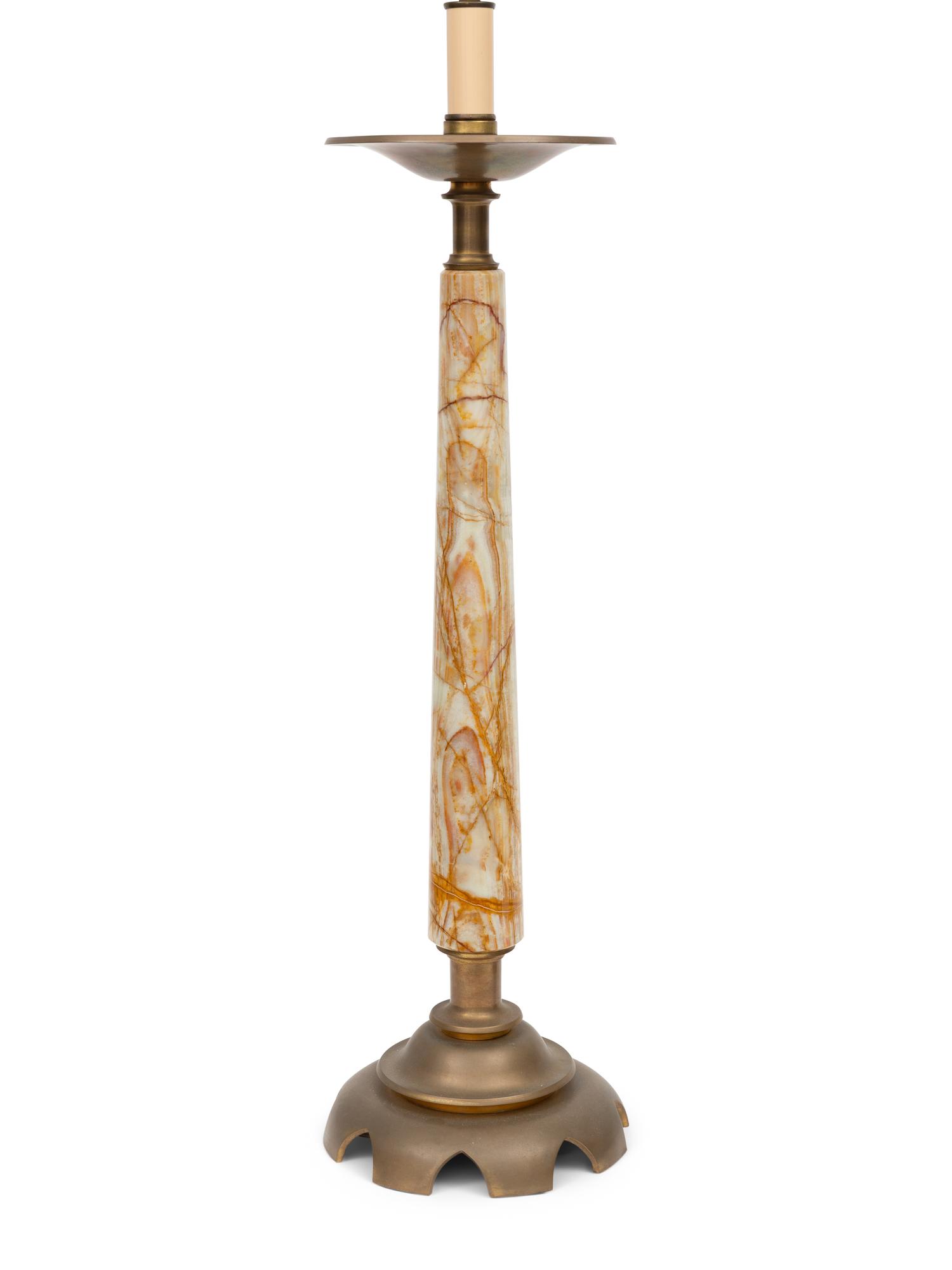 A Pair of Onyx and Metal Lamps