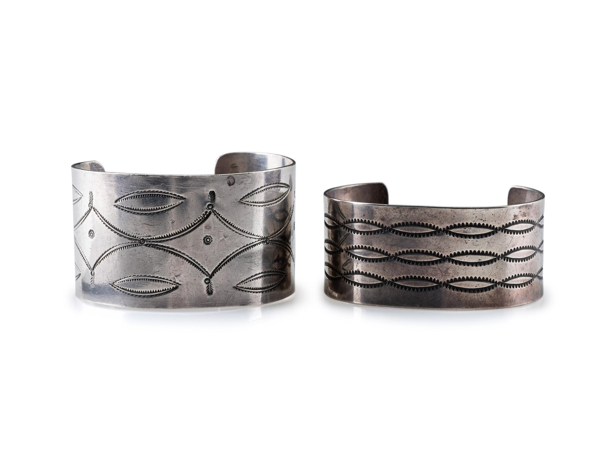 Navajo Stamped Silver Cuff Bracelets