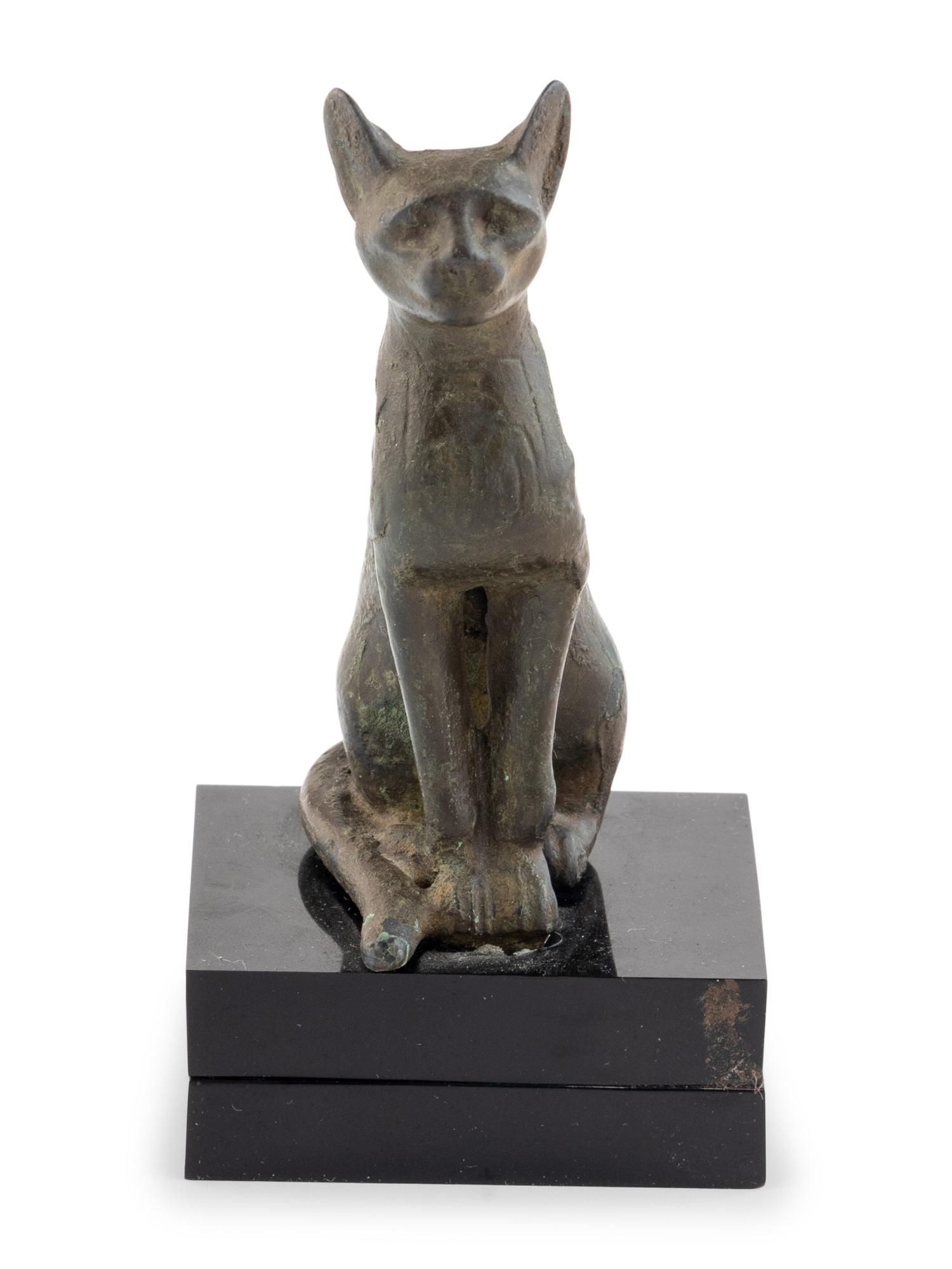 An Egyptian Bronze Seated Cat