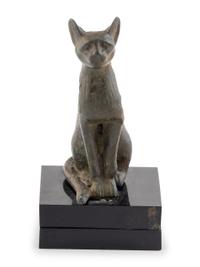 An Egyptian Bronze Seated Cat