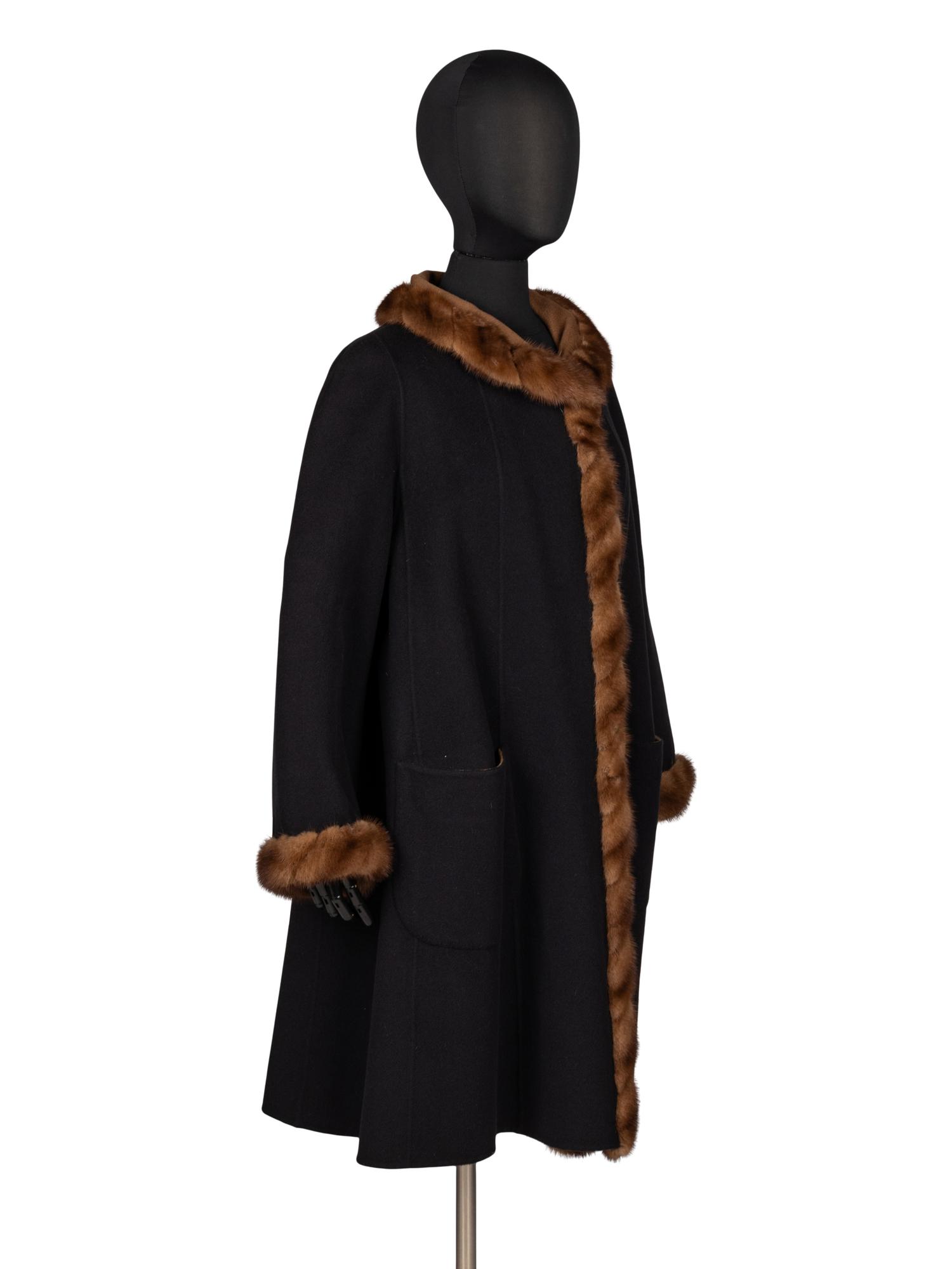 Revillon, Reversible Cashmere Coat with Mink Trim