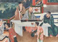 A Chinese Export Reverse Painted Glass Panel