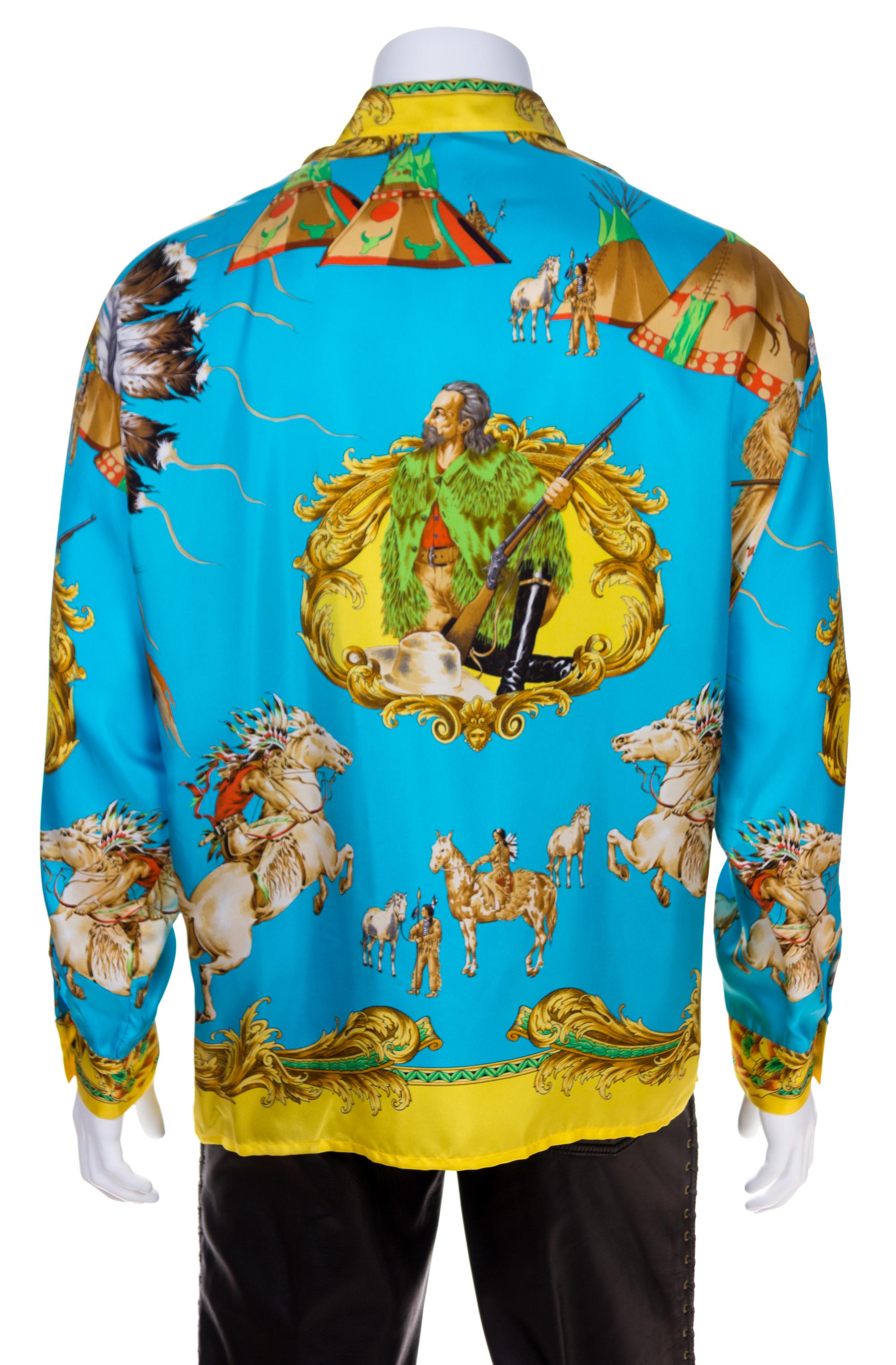 A Gianni Versace Silk Print Shirt, Size 52.