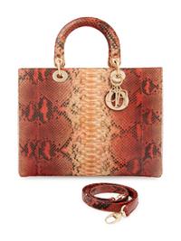 Christian Dior Red and Tan Python Medium Lady Dior Bag, 2009