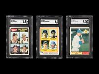 A Group of 12 Hall of Fame Rookie Baseball Cards (Carlton Fisk, Steve Carlton, Ozzie Smith, Andre Dawson, Paul Moiltor / Alan Trammell, Jack Morris, George Brett, Fergie Jenkins, Jim Catfish Hunter),
