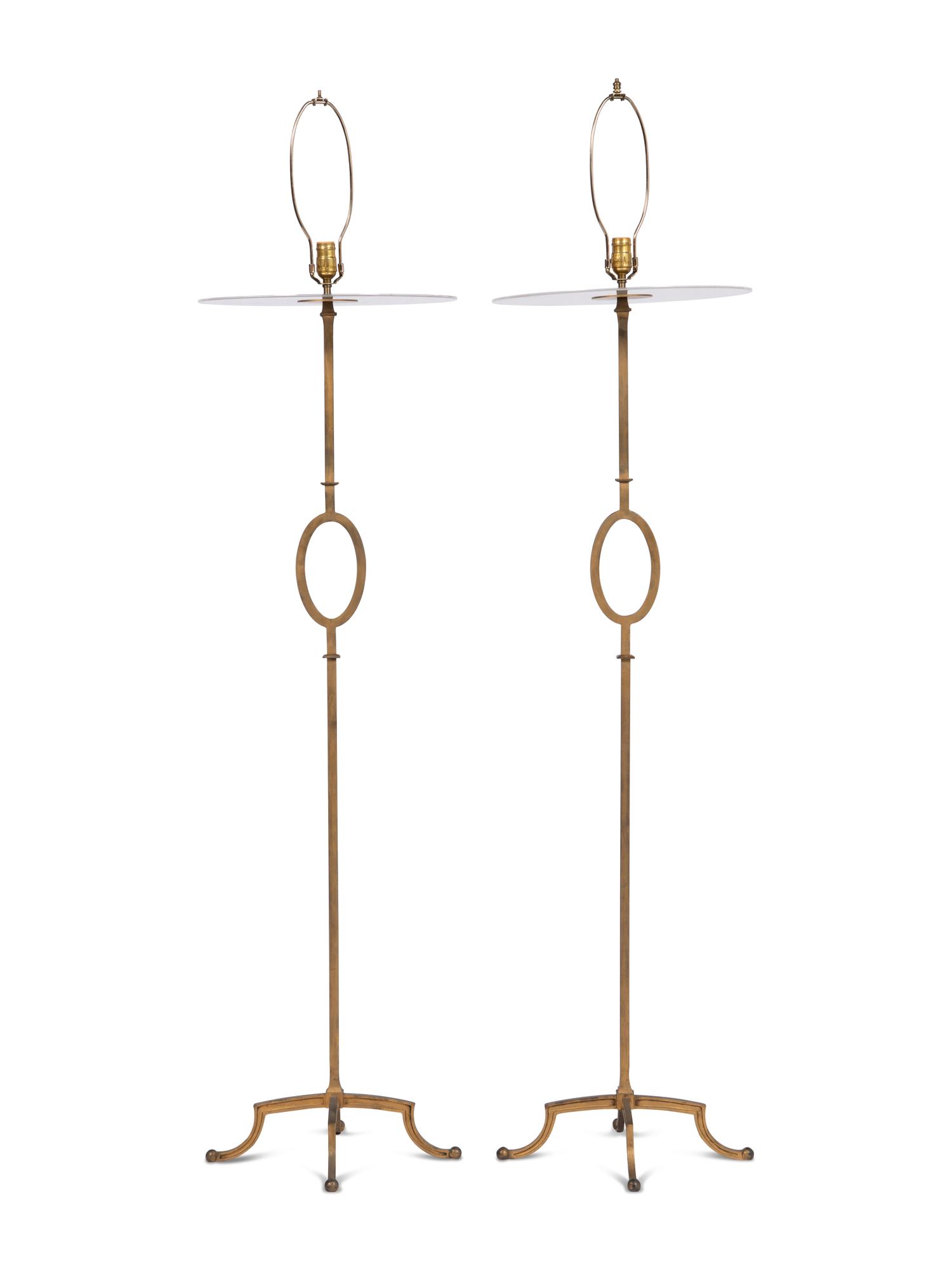 A Pair of Gilt Metal Standing Lamps