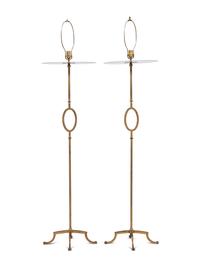 A Pair of Gilt Metal Standing Lamps