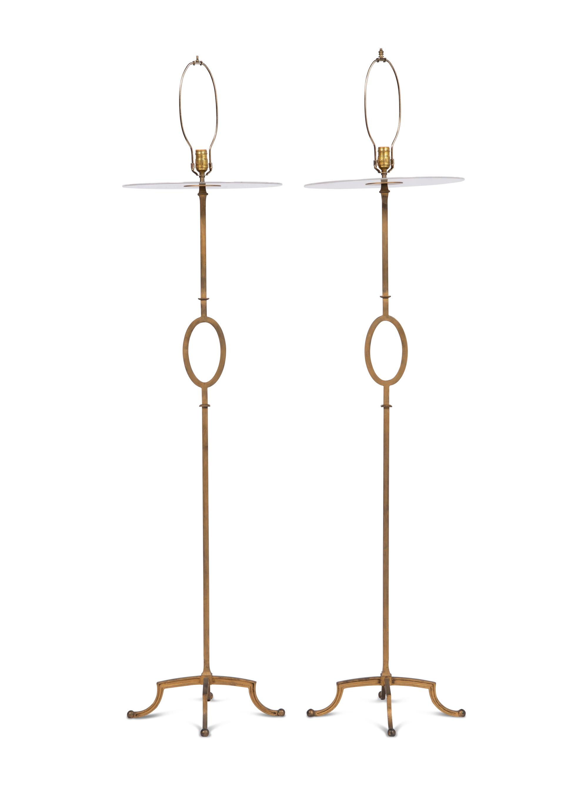 A Pair of Gilt Metal Standing Lamps