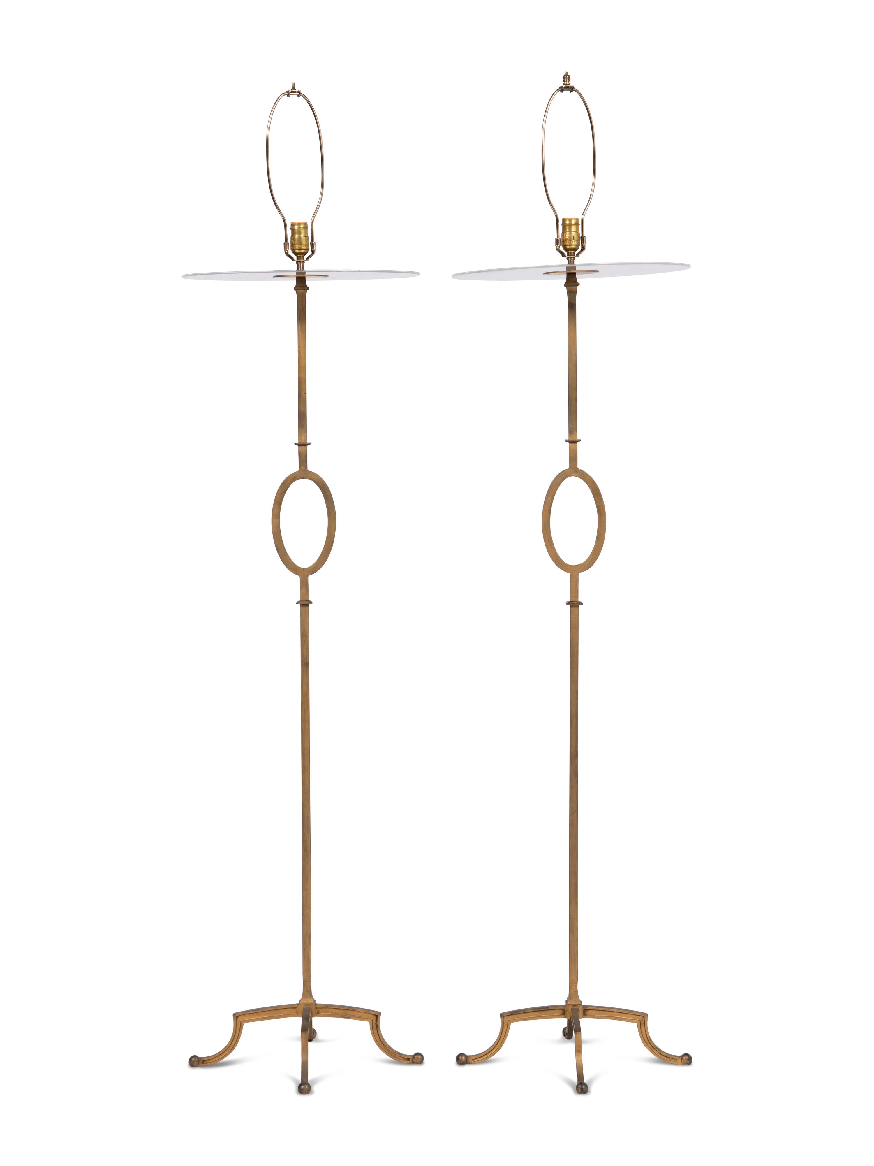 A Pair of Gilt Metal Standing Lamps
