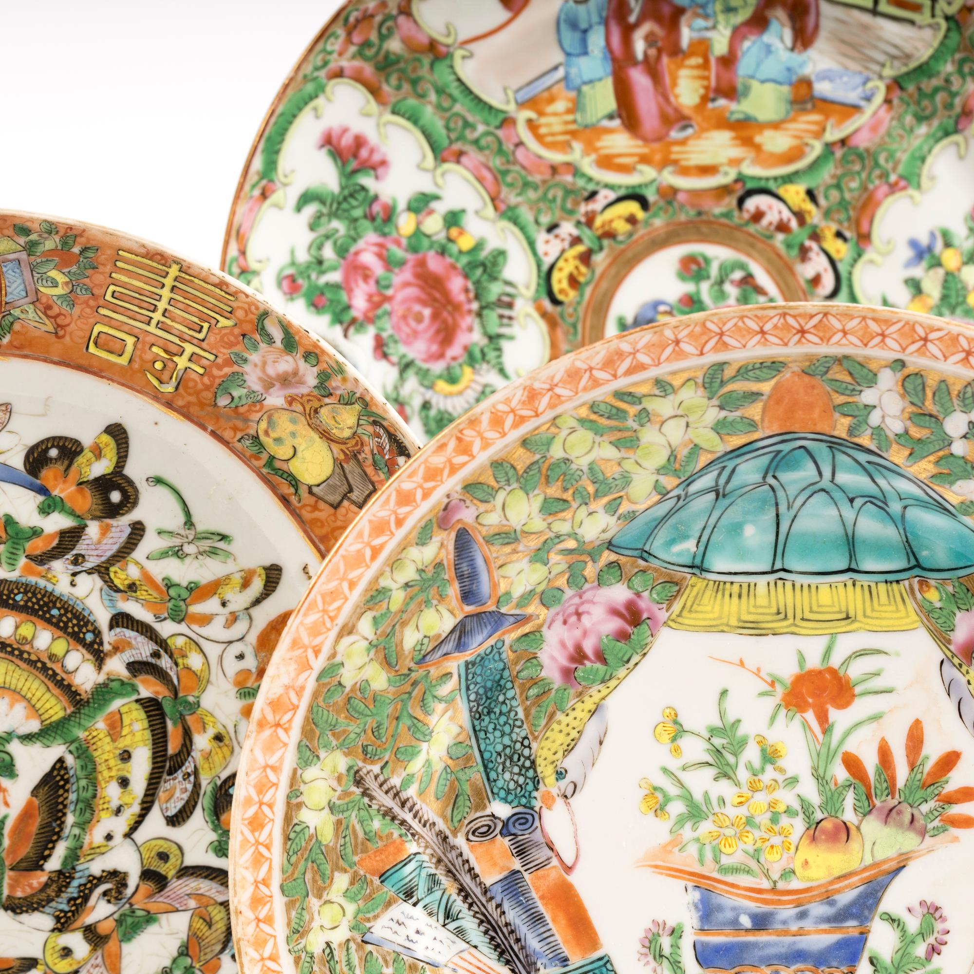 11 Chinese Export Famille Rose Porcelain Plates