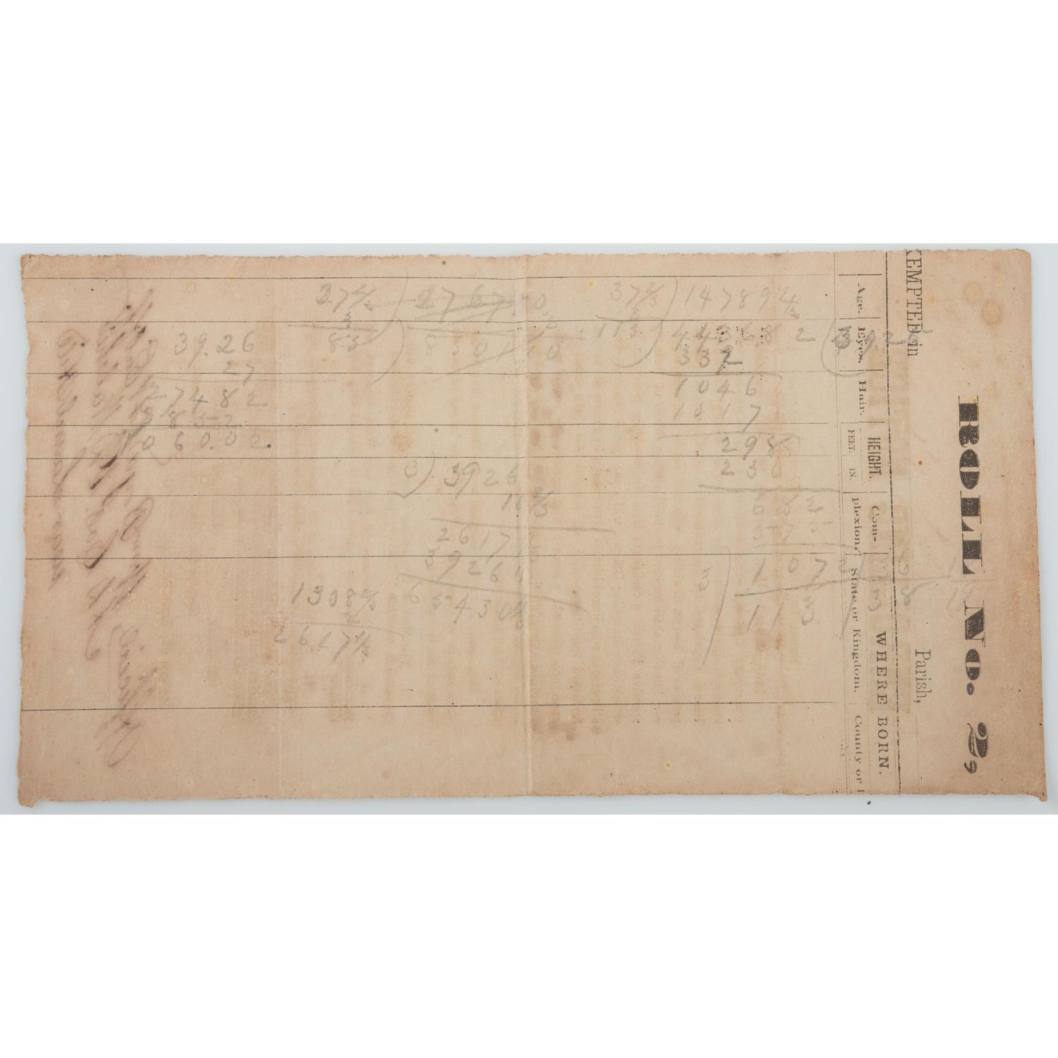 Confederate Enrolling Notice Broadside from Clinton, Louisiana, 1864