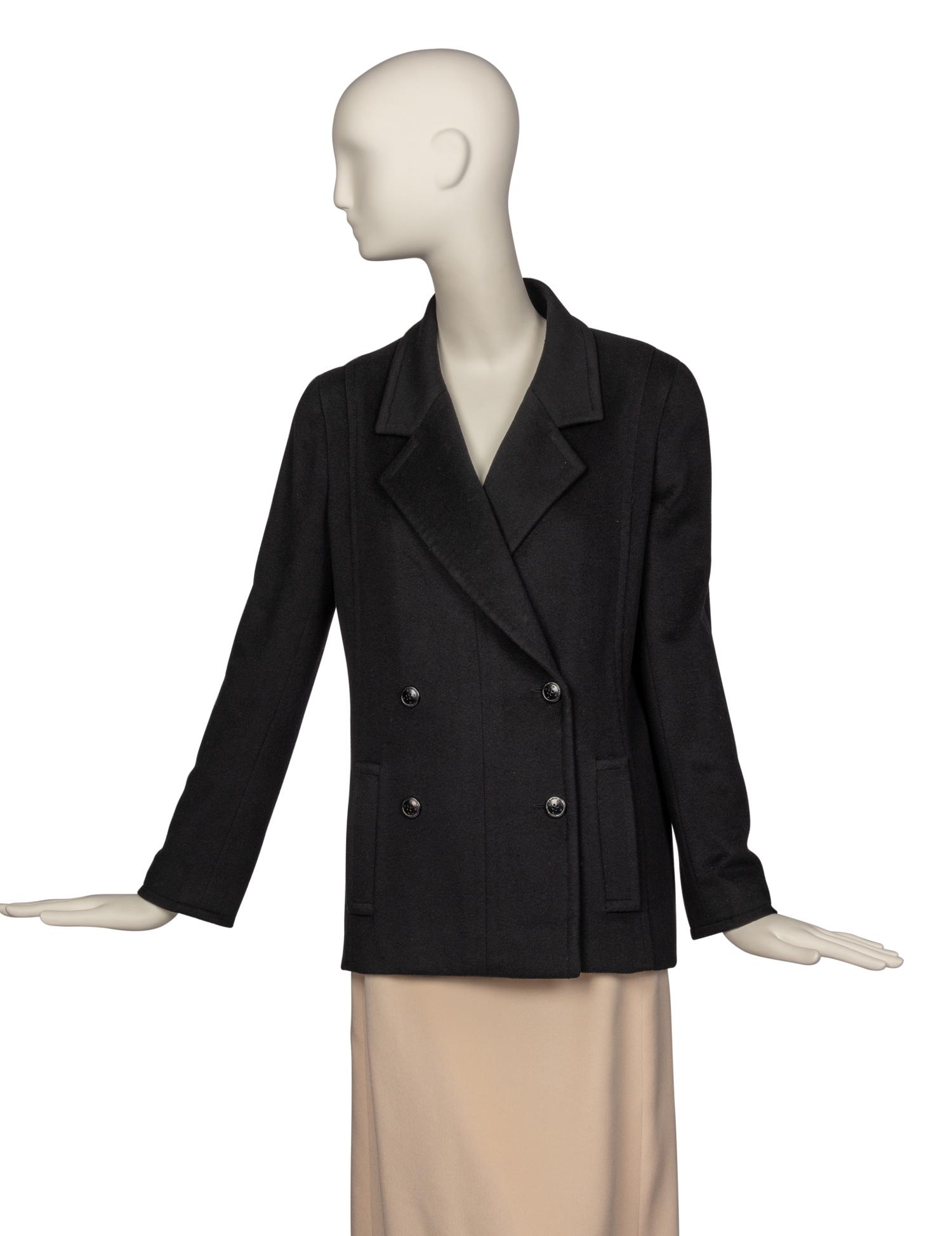 Chanel Black Cashmere Pea Coat, 1998