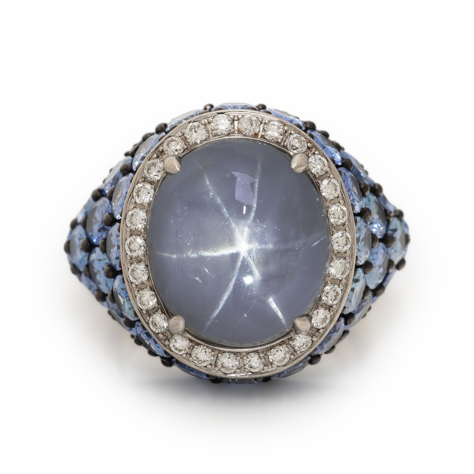 Robert Procop, Gray Star Sapphire, Sapphire, and Diamond 'Celebration' Ring