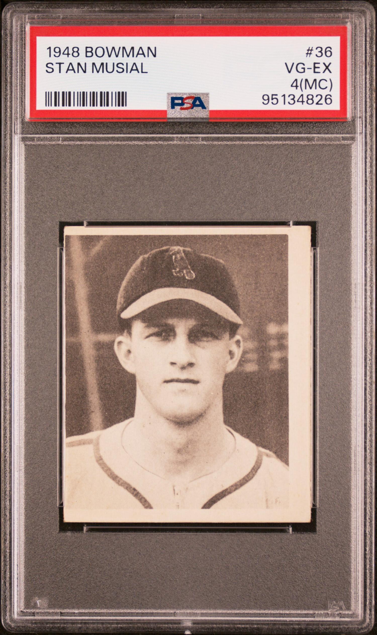 A 1948 Bowman Stan Musial Rookie Baseball Card No. 36 (PSA 4 MC VG-EX)