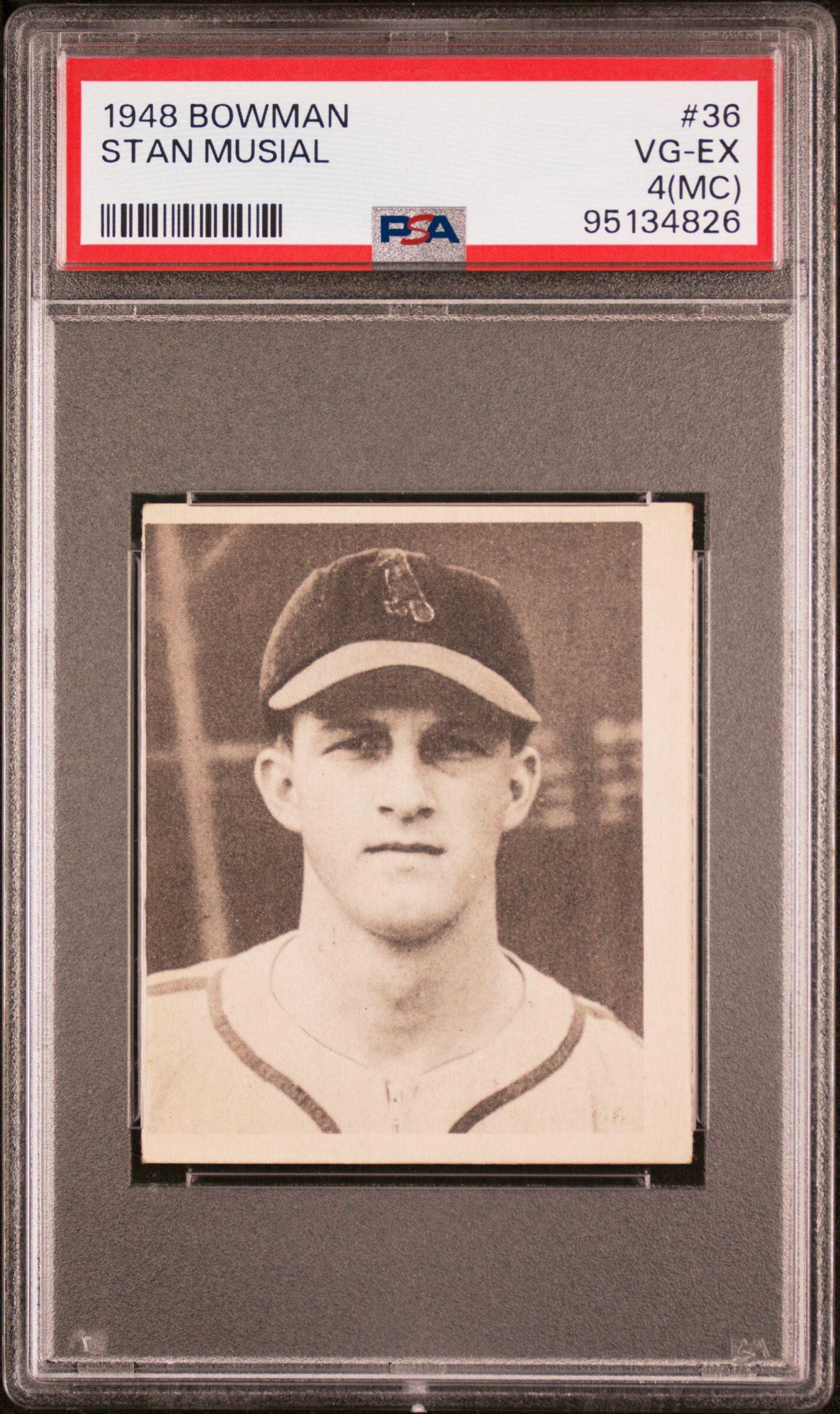 A 1948 Bowman Stan Musial Rookie Baseball Card No. 36 (PSA 4 MC VG-EX)