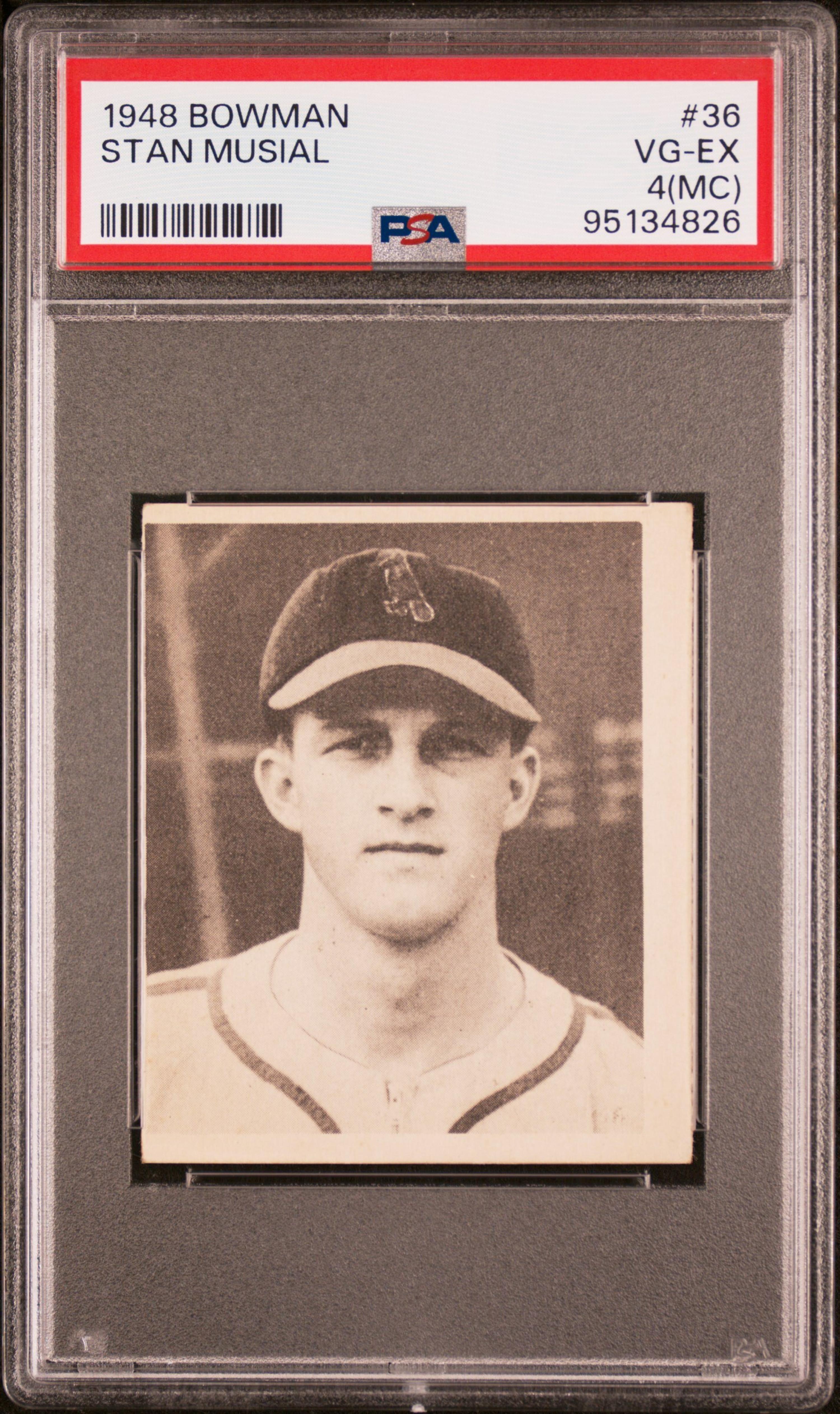 A 1948 Bowman Stan Musial Rookie Baseball Card No. 36 (PSA 4 MC VG-EX)