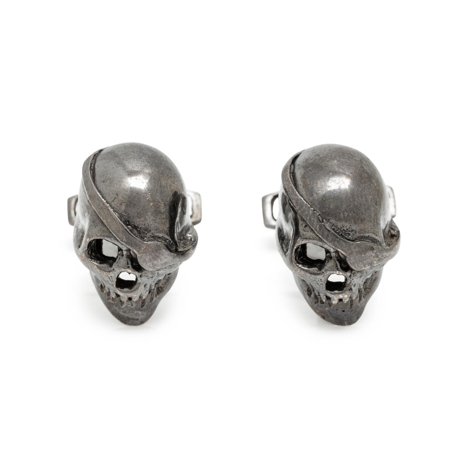 LONGMIRE, STERLING SILVER SKULL CUFFLINKS