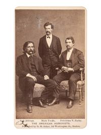 [TWAIN, Mark (1835-1910)]. The American Humorists. CDV featuring TWAIN, BILLINGS, & NASBY.