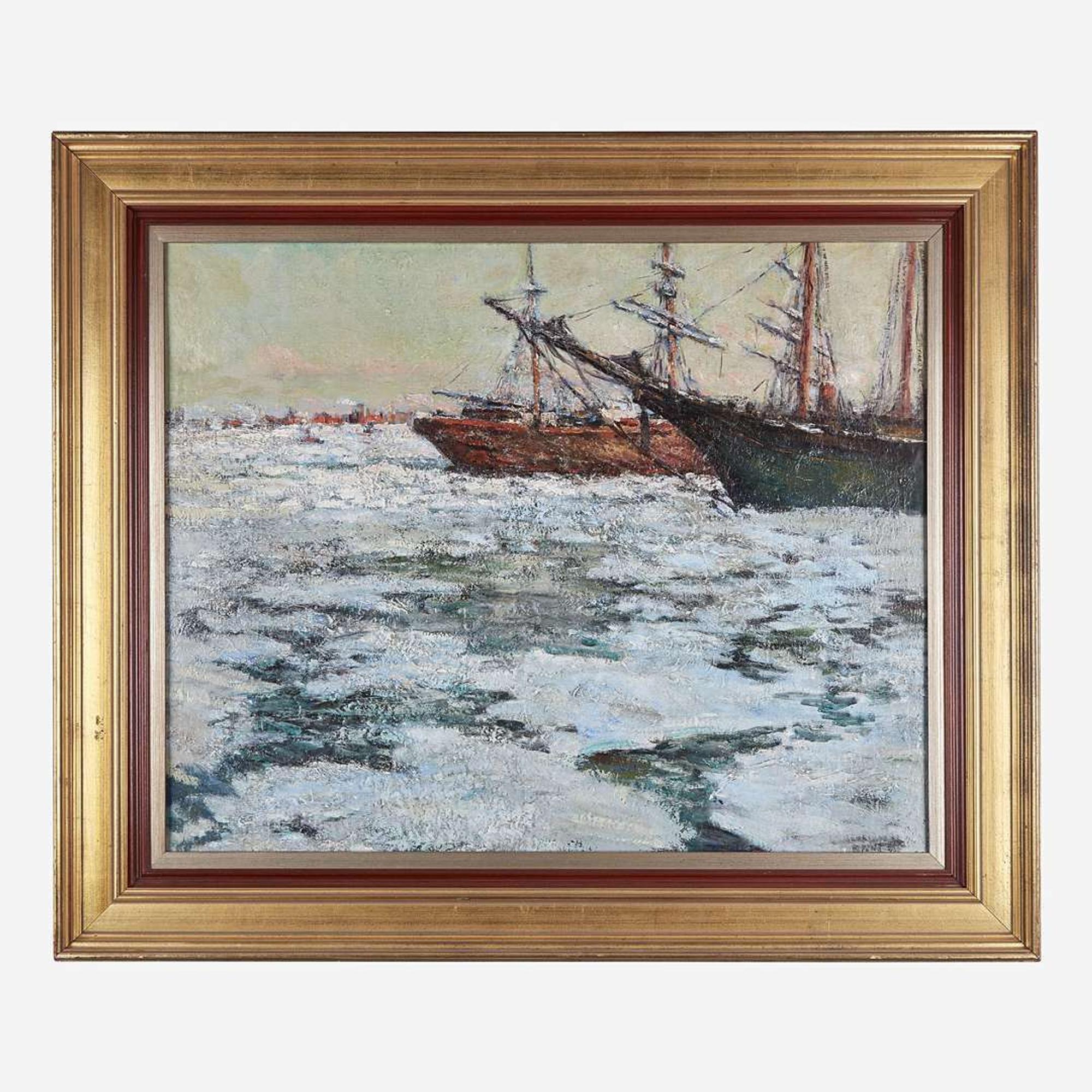 Frederick R. Wagner (American, 1864-1940) Icebound on the Delaware