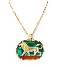 An 18 Karat Yellow Gold, Malachite and Carnelian Lion Necklace, Van Cleef & Arpels, 77.20 dwts.
