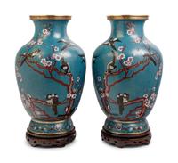 A Pair of Large Chinese Export Cloisonné Vases