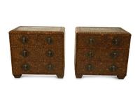 A Pair of Maitland-Smith Coconut Shell Veneered Chests of Drawers
